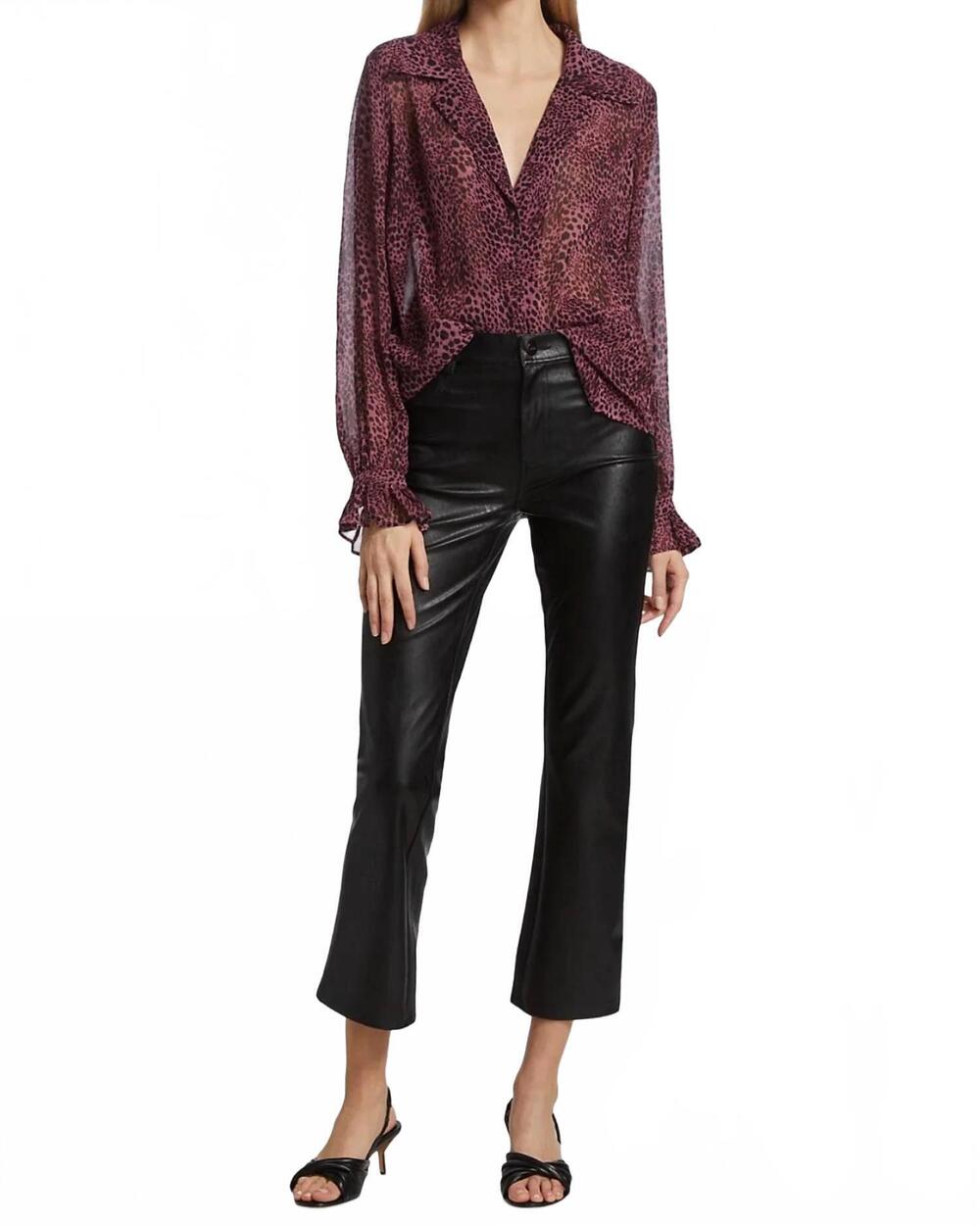 NEW PAIGE ellyn sheer silk shirt in purple